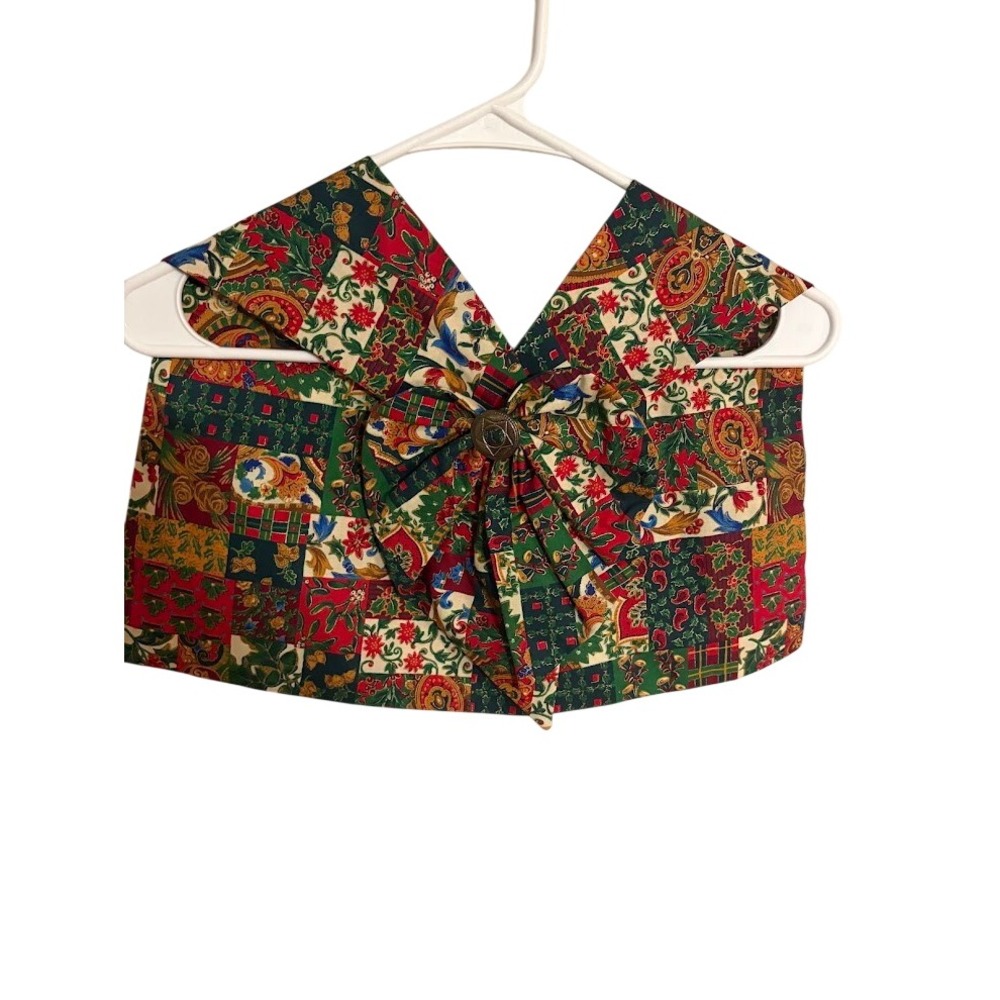 Vintage Patchwork Tapestry Crop Top Multi Color Floral Paisley Boho Wrap Large